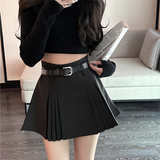 Fall outfits Preppy Pleated Mini Skirt Women Summer 2023 Sexy Gyaru Belt High Waist Solid A-Line Micro Skirt Shorts Korean Fashion