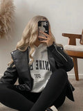 Fall outfits  Letter Print Sweatshirt Women Autumn Winter Fashion Simple Classic Hooded Pullovers Tops Simple Vintage Sweatshirts Ladies