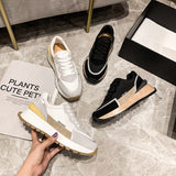 Clacive  Thick Bottom Women Sneakers Flat Platform Shoes Cow Leather Spring Fashion Reflective Breathable Thick Bottom Ladies Shoes