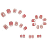Fall nails Christmas nails 24Pcs/Set Short Square Fake Nails Butterfly Heart French Contracted Artistic Nail Arts Manicure False Nails With Design