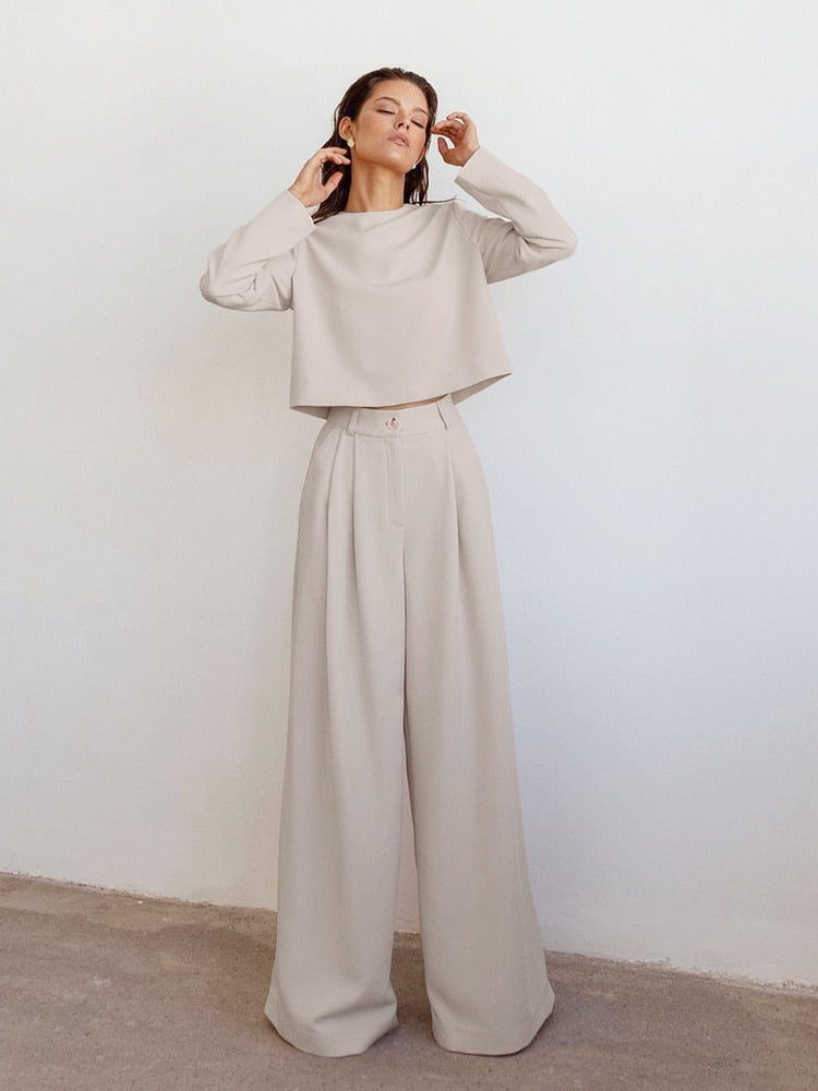 Fall outfits back to school s18 Classic Wide Pants Floor-Length Pleated Loose Women Trousers Spring Wide Leg Pants Vintage Female Palazzo Pants 2023