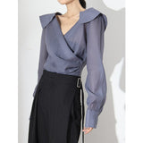 Women's  Summer Runway Fashion Long Sleeve V Neck Shirt Female Casual Basic T Shirt  Blouse Top TB2509
