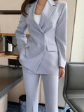 Clacive Women's Spring Elegant Casual Blazer Pantsuit Long Sleeve Jacket+Pencil Pants 2 Piece Set Female Fashion Business Trousers Suit