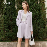 Clacive  Minimalist Spring Suit Women Blazer Coat Solid High Waist Shorts Office Lady Suit Jacket Women's Short Pants 12240010