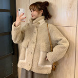 Clacive   Winter New Lamb Wool Coat For Women Korean Turndown Collar Cashmere Jacket Female Loose Thick Warm Casual Overcoat