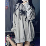 Back to school  Y2K Vintage Letter Print Hoodies Women Harajuku Grunge Graphic Sweatshirts Loose Casual O-neck All-match Pullover Tops