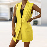 Clacive  Summer Solid Color Formal Top Casualwear Office Ladies Sleeveless Cardigan Tank Outwear Fashion Women Straight Vest Blazer Coat