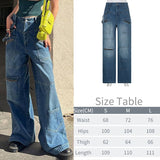 Clacive   Y2K Zipper Pocket Cargo Jeans Women Casual Loose Wide Leg Summer Baggy Jeans Vintage Wide Leg Denim Pant Streetwear