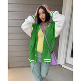 Fall outfits Back to school Knitted Baseball Varsity Jacket Sweaters Tops Y2K Streetwear Winter Clothes Women 2023 Cropped Racer Jackets Letterman Coats