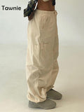 Clacive   Y2K Women Fashion Cargo Pants Drawstring Loose Pockets Baggy Sweatpants Chic Casual Wide Leg Trousers Outfits