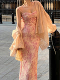Fashion V-Neck Floral Printed Ladies Bodycon Dress Summer Spaghetti Strap Women Skinny Dress Vestidos Femme