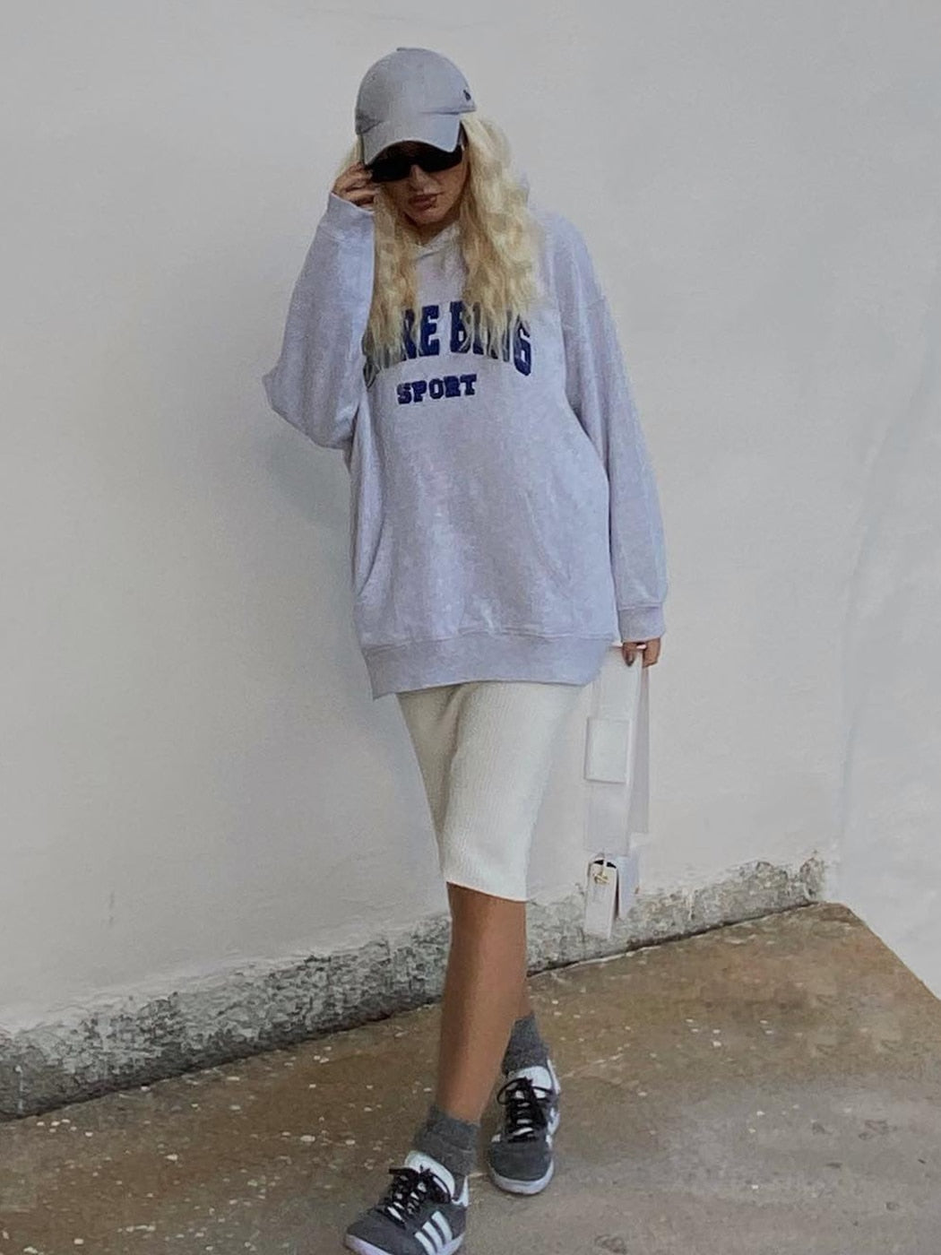Fall outfits back to school Blue Embroidered Letter hoodeis 2023 Winter Autumn Women's Hooded High Street Fashion Pullovers Female Fleece Warm Sweatshirt