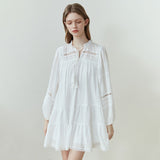 Clacive Fall outfits back to school  Fashionable White Lace Mosaic Dress for Female Spring Newly Gentle Wind A-line Loose Sense Pastoral Style Women's Dress