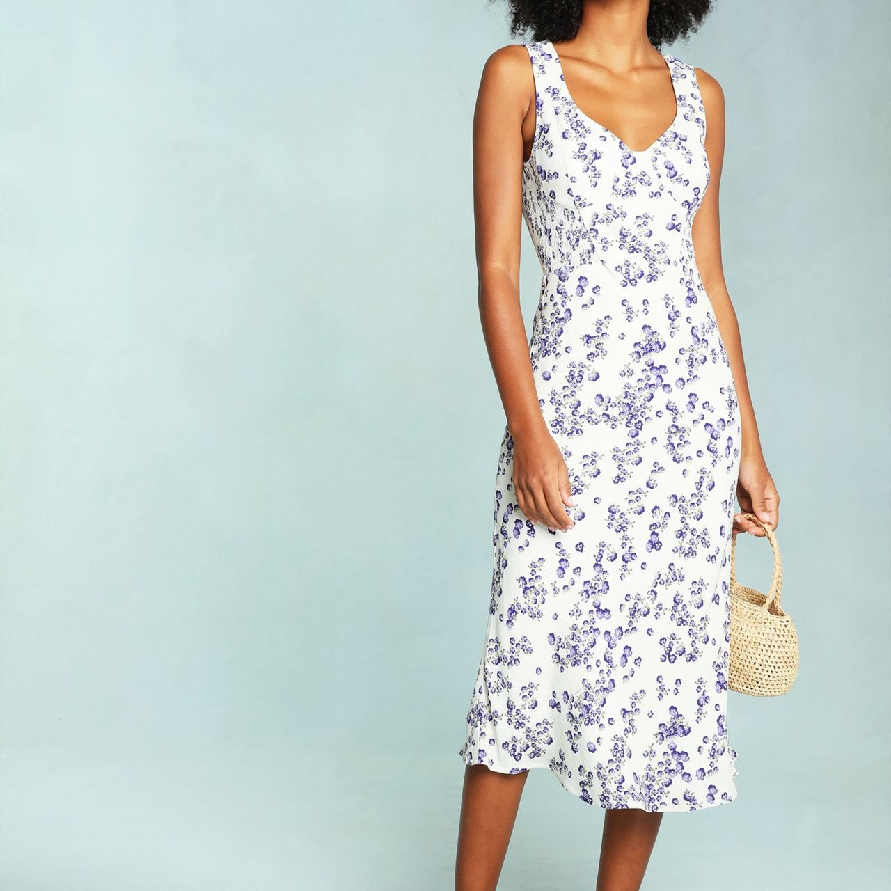 Clacive  Summer Women Floral Print Sleeveless Tank Midi Dress 100% Viscose Elegant Ladies Fashion Long Robes French