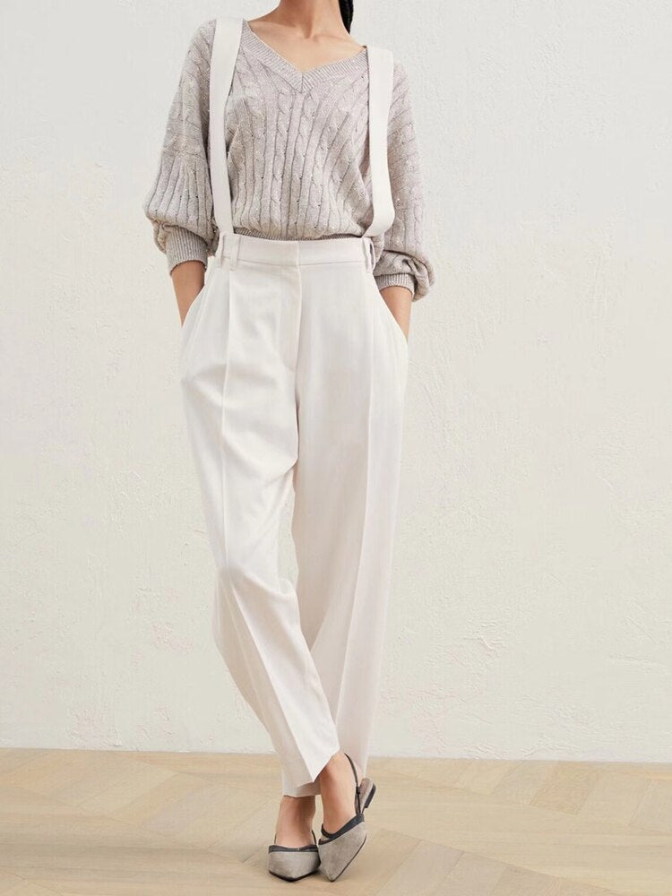 Fall outfits back to school  Casual Women's Trousers Pants Slim Fit Women's Suit Suspenders Trousers Four Seasons High Quality Ankle-Length Pants 2023