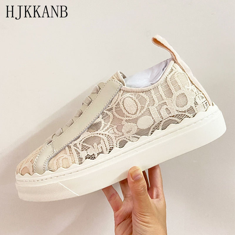 Clacive  Flat Thick Sole Breathable Small White Shoes Women Air Mesh Round Toe Lace Up Walking Shoes Girls Spring Platform Sneakers