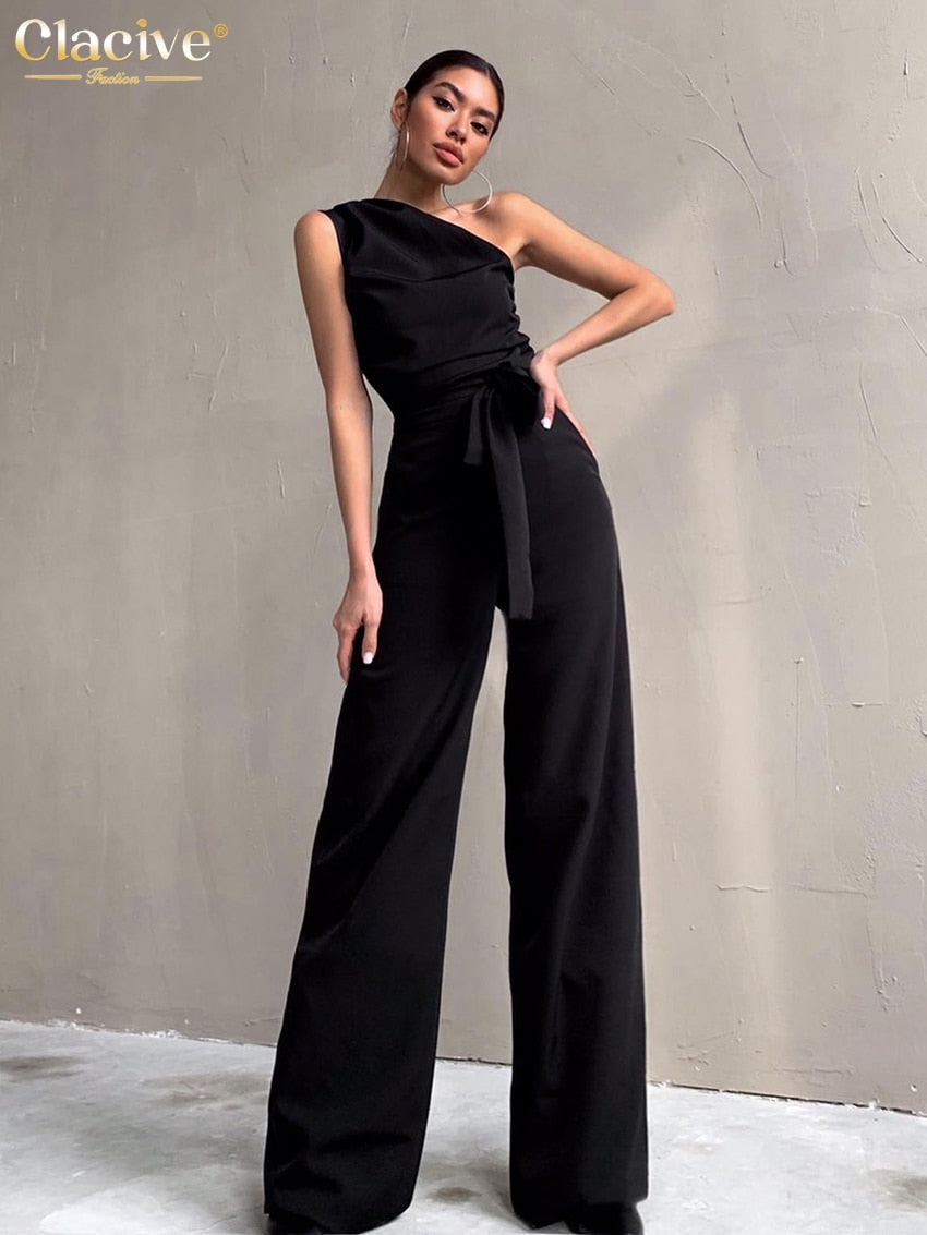 Clacive Bodycon Black Trouser Suits Female Summer Fashion High Waist Pants Set Elegant Sleeveless Crop Top Two Piece Set Women