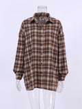 Fall outfits back to school 18 Vintage Plaid Shirts Women Loose Gingham Female Blouse Autumn 2023 Button Top Shacket Oversized Long Shirts Ladies