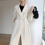 Clacive Cashmere coat women's medium length high-end loose and thickened 100% wool wool coat