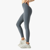 Clacive New With Logo Yoga Pants High Waist Hip Lift Women Lycra Skin-friendly Running Fitness Pants Inner Waist Pocket Sports Leggings