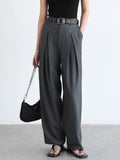 Clacive  Women's Casual Pants High Waisted Pleated Wide-Legged Micro-Harlan Trousers For Women Office Lady Spring Autumn