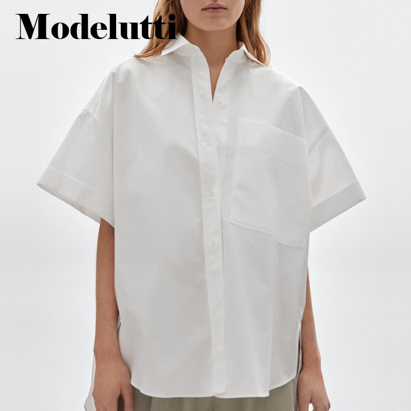 Clacive   New Spring Summer Short Sleeve Shirt T-Shirt Women Fashion Solid Color Simple Loose Blouse Casual Tops Female