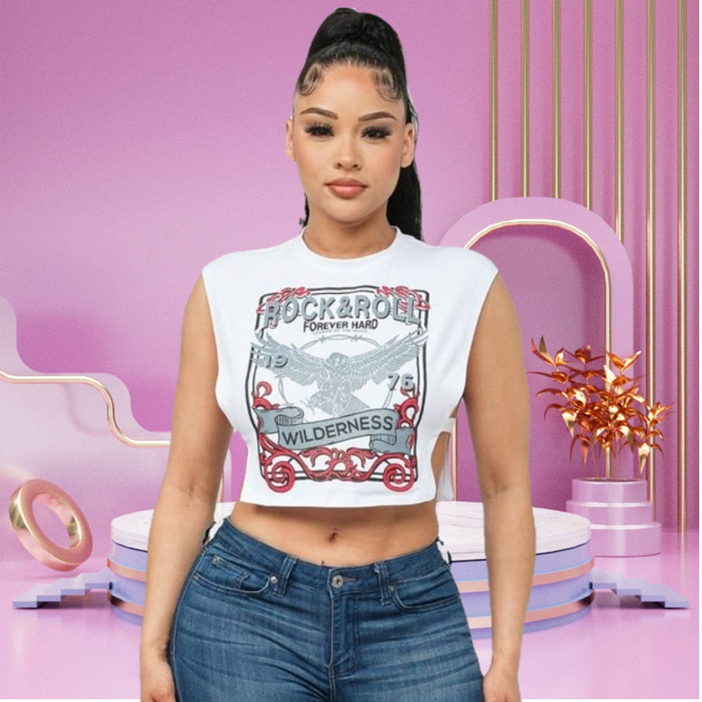 Fall outfits Back to school  Cute T Shirts Fashion Cropped Top Printed Sweatshirts Streetswear 2023 Summer Clothes Women Y2K Graphic Tank Tops Tees