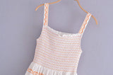 Clacive  Embroidery High Waist Spaghetti Strap Vocation Holiday Beach A-Line Dress