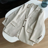 Clacive Retro Office Lady Blazer Women  New Spring Autumn Single Breasted Pockets Suit Coats Vintage Simple Jacket Female Clothing