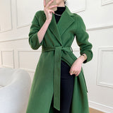 Clacive Cashmere coat women's medium length high-end loose and thickened 100% wool wool coat