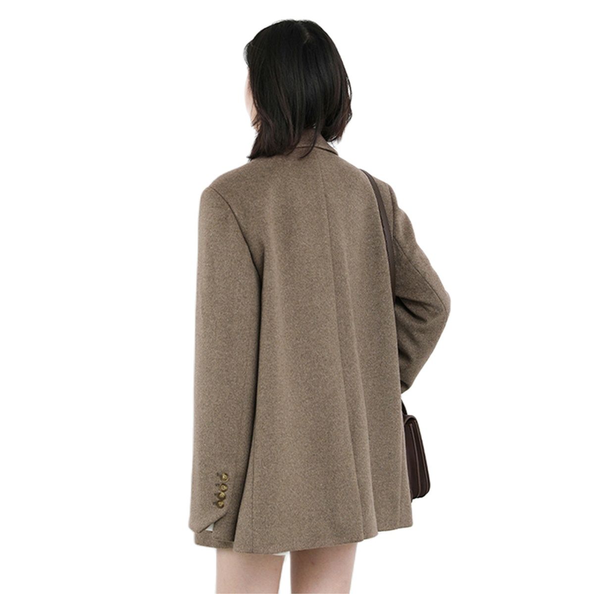 Clacive  Women Wool Blend Coat Solid Mid Long Woolen Blazer Thick Warm Blouse Women's Overcoat Office Lady Tops Autumn Winter