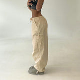 Clacive   Y2K Women Fashion Cargo Pants Drawstring Loose Pockets Baggy Sweatpants Chic Casual Wide Leg Trousers Outfits
