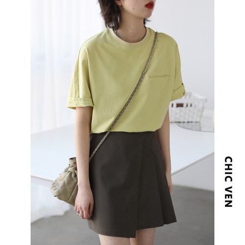 Clacive  Casual Women Tees Loose Round Neck Short Sleeve T-Shirt Women's Tops Summer  Ladies Clothing
