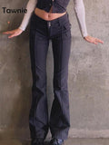 Clacive  Y2K Aesthetics Skinny Low Waist Flare Pants Women Casual Vintage Grunge Fairycore Cargo Pants Trousers Streetwear