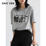Clacive  Short Sleeve Print Clothing Women's T-Shirt O-Neck Tees Casual Loose Ladies Graphic Tshirt Female Tops Summer