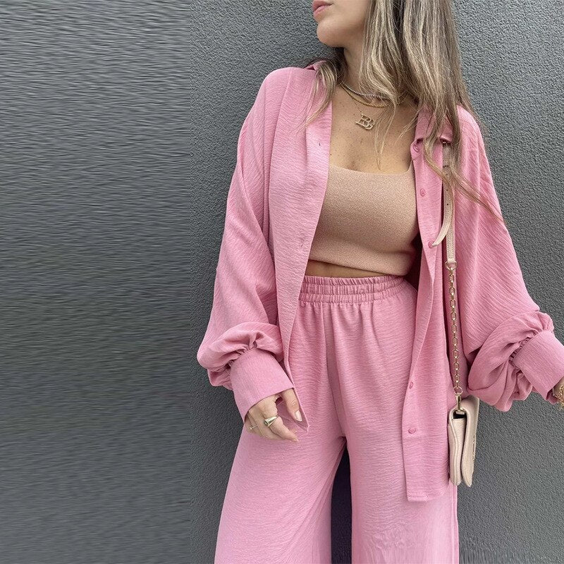 Fall outfits Back to school Ladies Blouses Two Piece Pant Set Outfits 2023 Matching Workout Set For Women Wide Leg Casual 2 Piece Set Elegant Luxury Outfits