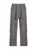 Clacive Grey Cargo Pants Women High Waist Summer 90S Fashion Streetwear Big Pockets Y2k Vintage Baggy  Wide Leg Trousers Overalls