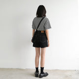 Clacive  Korean Women's Denim Shorts A-Line High Waist Loose Cotton Girl Black Jeans Woman Casual Summer