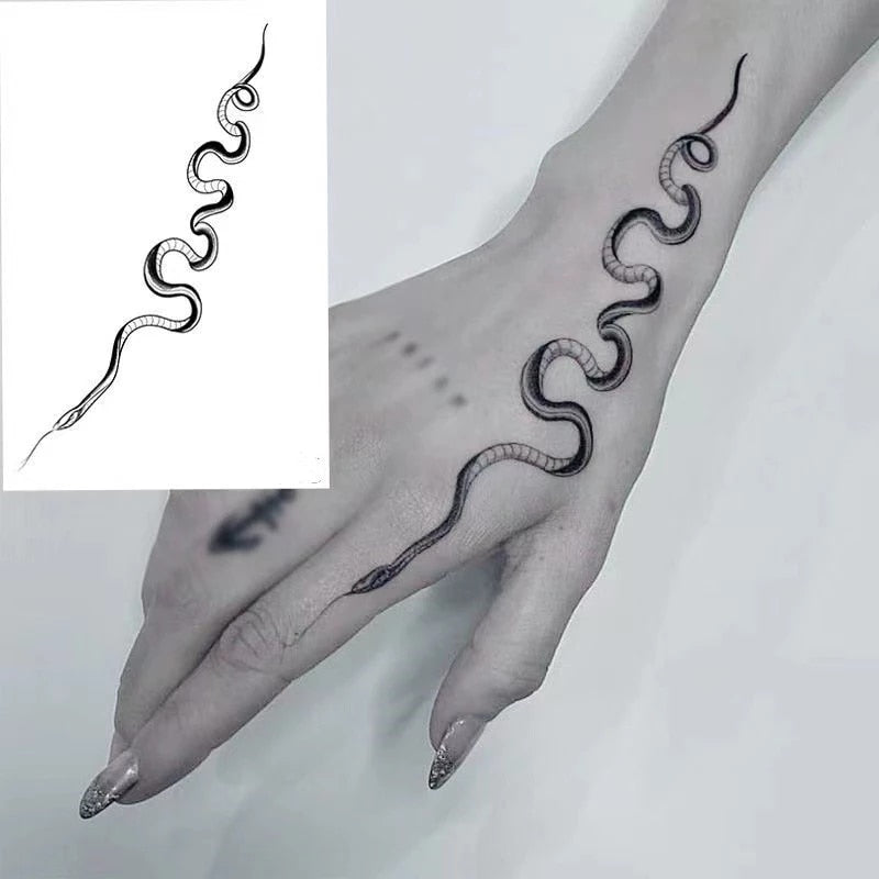 Clacive 1PC Small Snake Temporary Tattoo Sticker For Men Women Hand Waterproof Fake Tatto Flash Decal Animal Tatoo