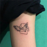 Clacive Cute Angel Temporary Tatoo Arm Waist Decal Kid Women Men Body Art Fake Tattoo Stickers Tatoos Black Cartoon