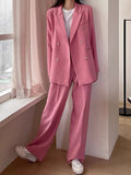 Clacive Spring Blazer Suits  Two Piece Set Women Long Sleeve Coat Suit Jacket + Wide-Leg Pants Formal Office Lady 2 Piece Outfits