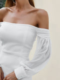Clacive Off Shoulder Evening White Mesh Mini Bandage Dress New Autumn Women Long Sleeve Celebrity Wedding Club Party Dress Vestido