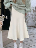 Fall outfits Knitted Mermaid Skirt Women Korean Fashion Autumn Winter Chic and Elegant Solid High Waist Sexy Slim Long Skirt Office