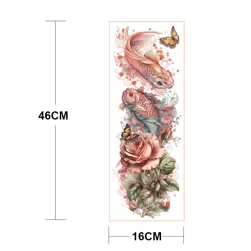 Clacive Large Size Temporary Tattoo Sticker Full Arm Sleeve Leg Waterproof Tattoos Fake Wolf Floral Fox Cat Carf Sexy Thigh Tattoo Body