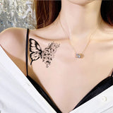 Clacive Black And White Butterfly Tattoo Sticker Waterproof Sexy Tattoos For Women Body Art Fake Tattoo Clavicle Arm Leg Tattoo Stickers