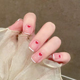 Fall nails Christmas nails Barbie nails 24pcs Short Pink Smudged False Nails Polka Dot French Design Fake Nails Art Full Coverage Detachable Artificial Press on Nail