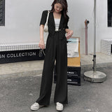Clacive Office Lady Pant Suits Women Summer  Short Sleeve Crop Blazer And Pants Cropped Blazer Set Two Piece Set Outfits