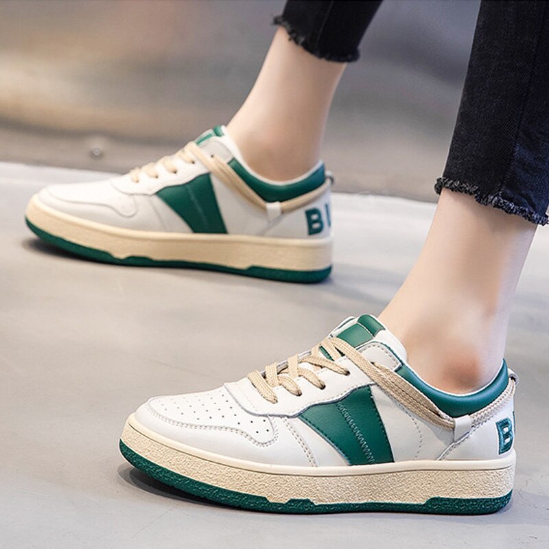 Clacive Fashion Genuine Leather Women Little White Shoes Couple Autumn Vulcanized Shoes Thick Bottom Casual Female Sneakers New