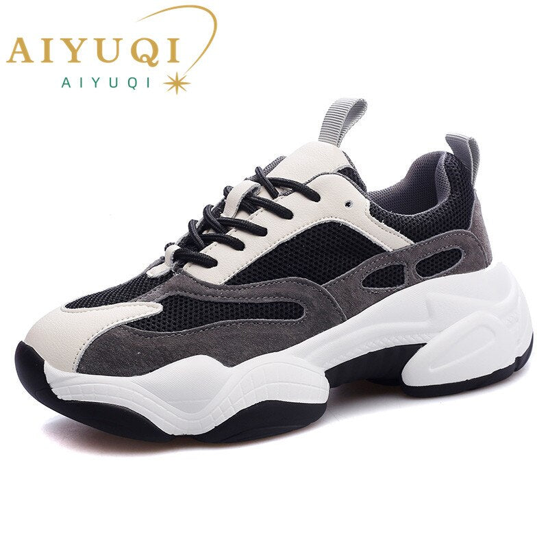 Clacive Fashion Sneakers Women  New Women Sneakers Genuine Leather White Running Shoes Platform Flat Casual Spring Footwear Female