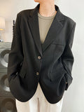 Clacive Retro Office Lady Blazer Women  New Spring Autumn Single Breasted Pockets Suit Coats Vintage Simple Jacket Female Clothing